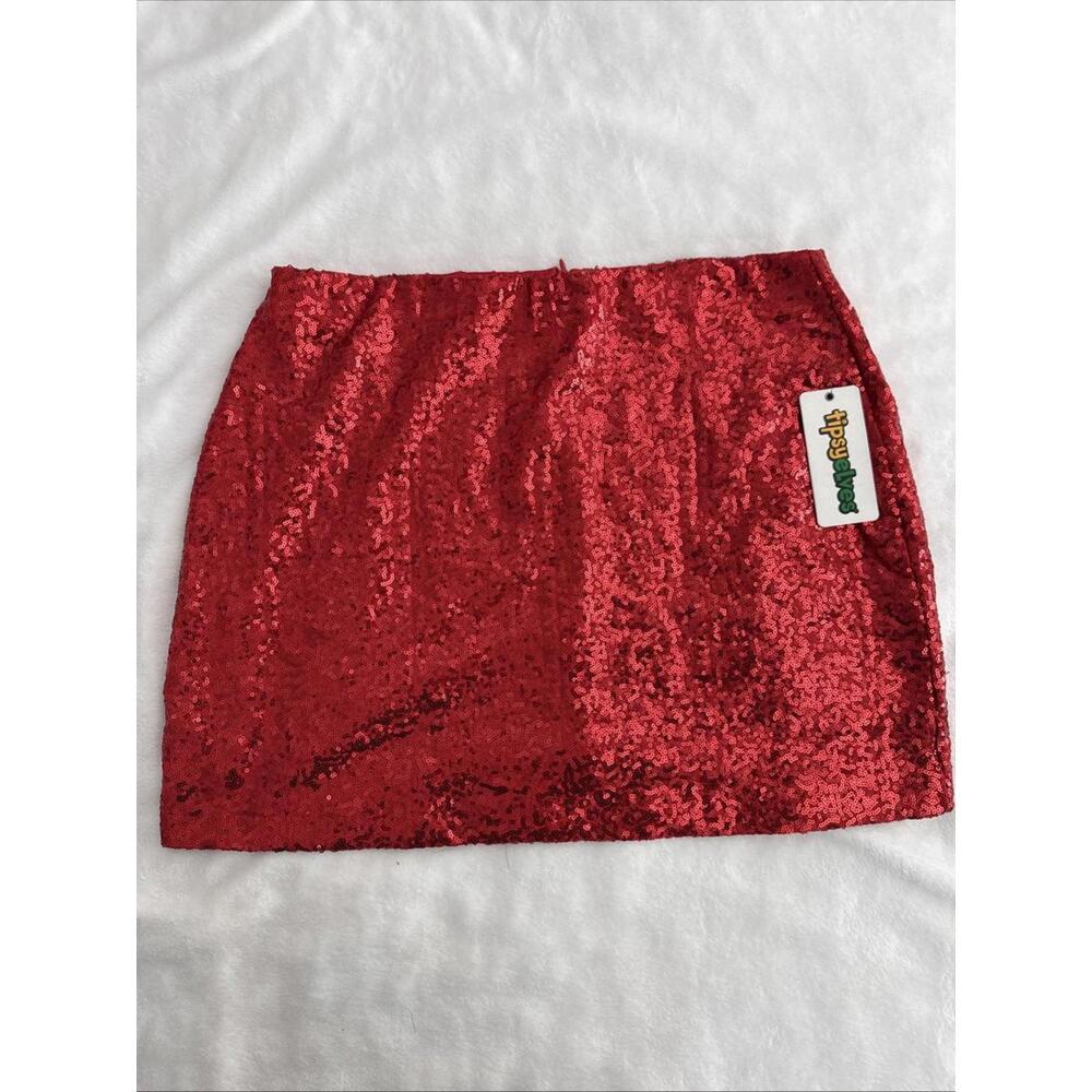 Tipsy Elves Skirt XL Red Sequin Mini Party Holiday Sparkly Lined Side Zip NWT